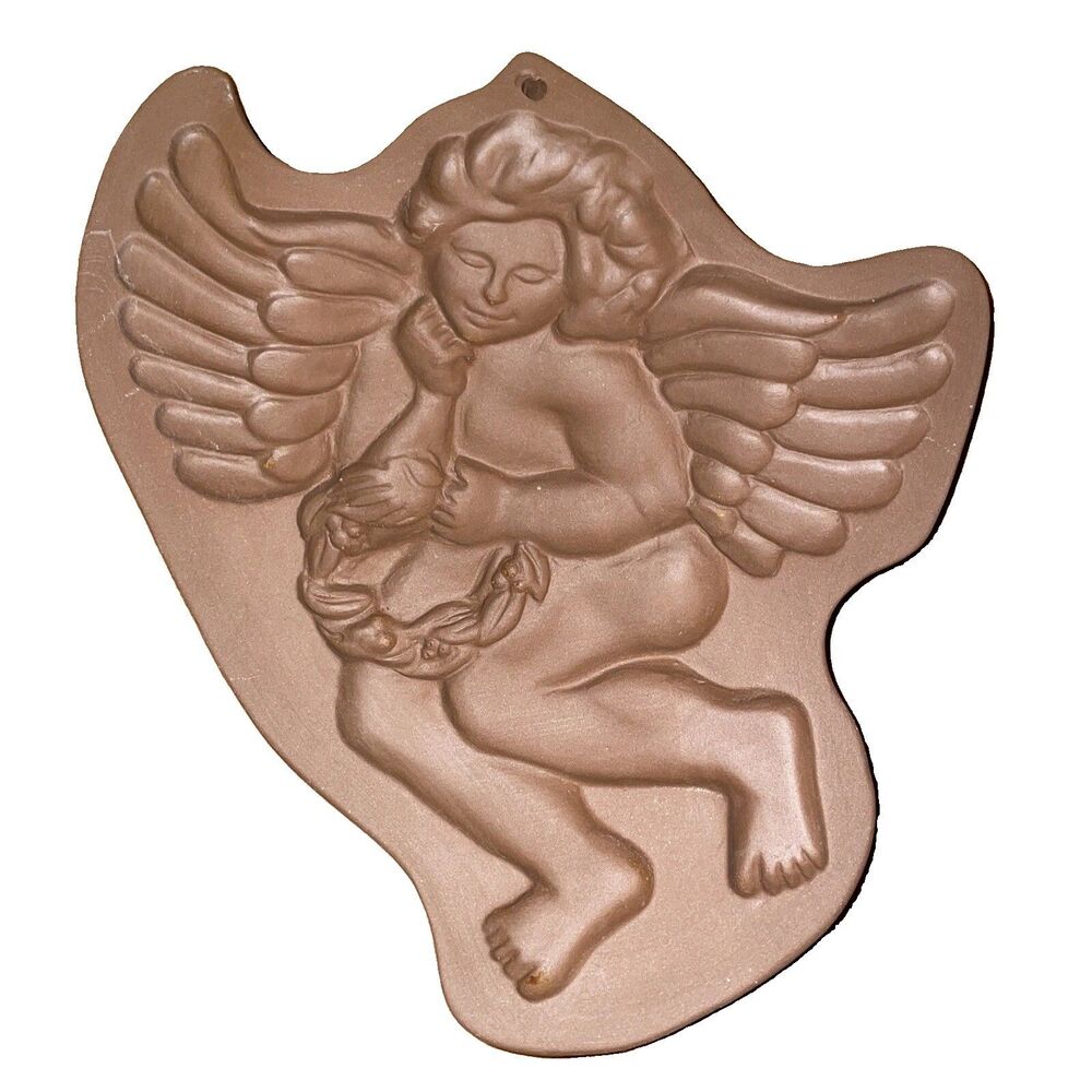 Vtg Hartstone Pottery Cherub Stoneware Cookie Mold Angel Box Candace Faber